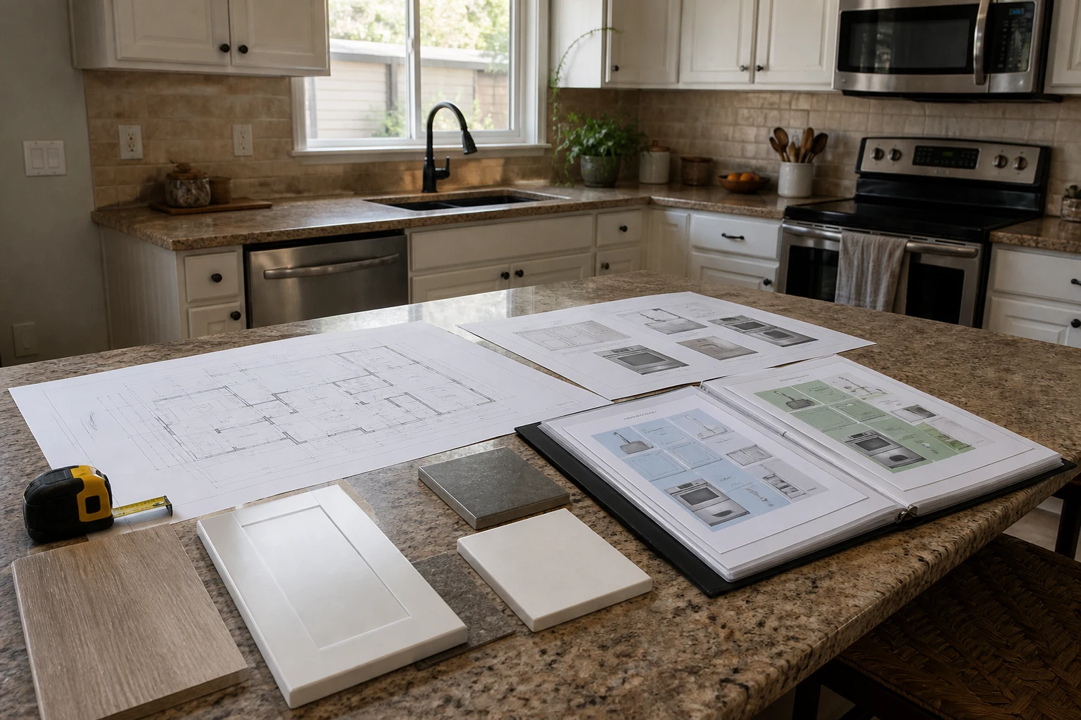 Oceanside kitchen change-order plan coordinating scope, selections, field conditions and approvals
