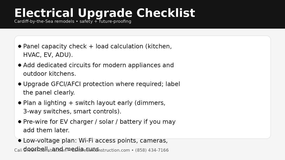 Electrical upgrade by Cali Dream Construction in San Diego