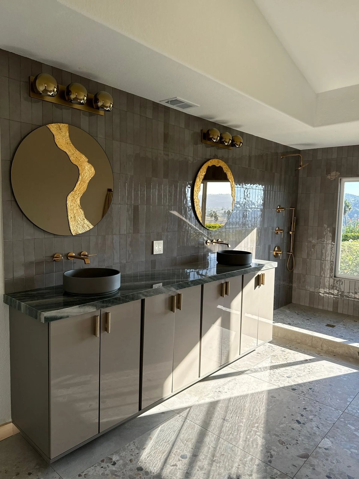 Finished bathroom remodel with modern vanity
