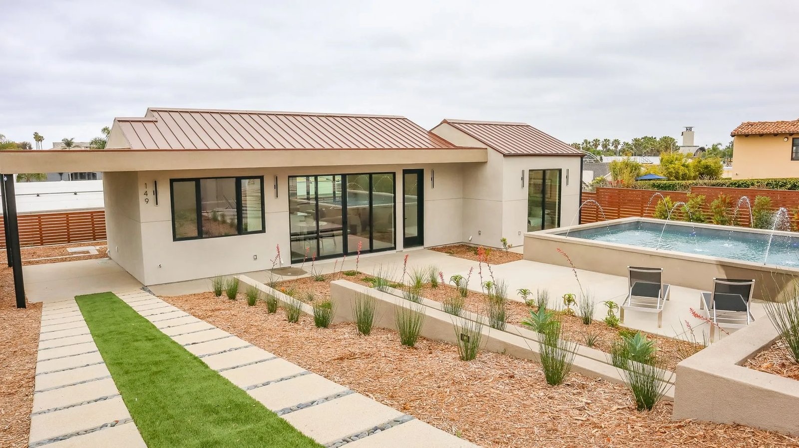 Finished Solana Beach new build with pool